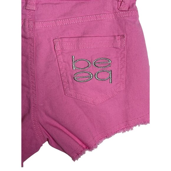 Bebe Shorts Girls Eyelet Embroidered Sz 10 Kids Cut Off Raw Hem Jean Denim Pink - Picture 9 of 10